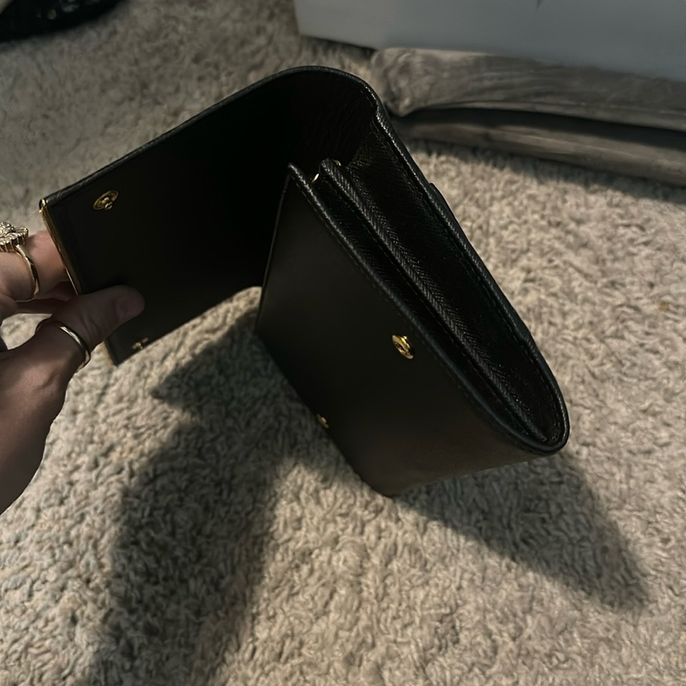Prada Black Continental Wallet Saffiano Leather Black & Gold - Picture 7 of 8